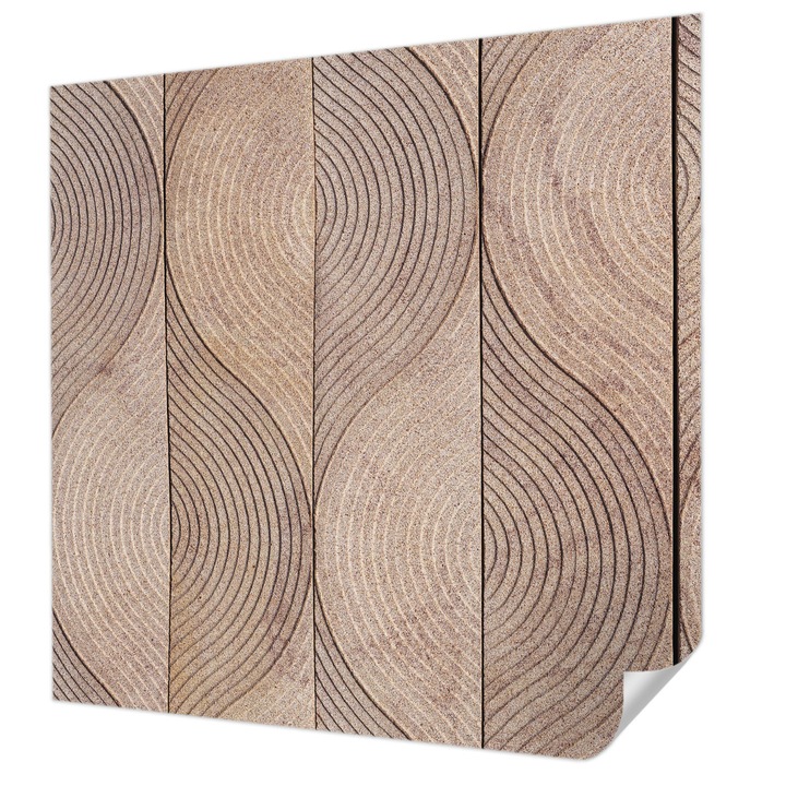 Tapet Autocolant De Perete, Wallfluent, Valuri de lemn, Maro, 250 x 250 cm, Detasabil, Lavabil, 010170060030000282493