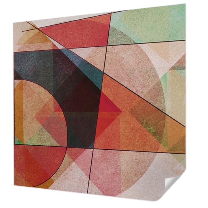 Tapet Textil Autocolant, Wallfluent, Abstractie geometrica, Rosu, 250 x 250 cm, Adeziv Puternic, Usor De Montat Si Rezistent, 010170060030000284782