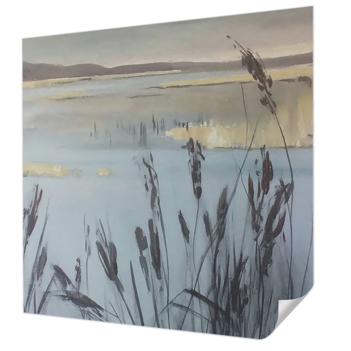 Fali Fotótapéta Autocolant, Wallfluent, Un lac calm, Gri, 250 x 250 cm, Pentru Sufragerie, Dormitor, 010170060030000284843