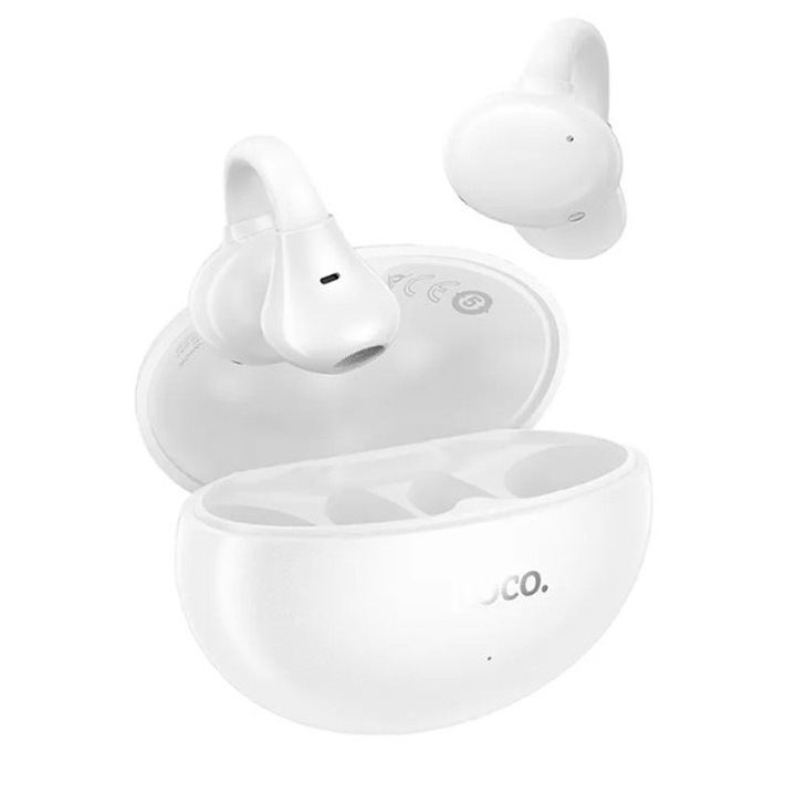 Vezeték nélküli fülhallgató, HOCO EA8 Clip-On, Bluetooth 5.4, 6 óra üzemidő, 350mAh, Fehér
