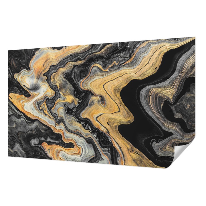 Tapet Textil Autocolant, Wallfluent, Caleidoscopul liniilor, Negru, 416 x 254 cm, Detasabil, Lavabil, 010170060070000077316