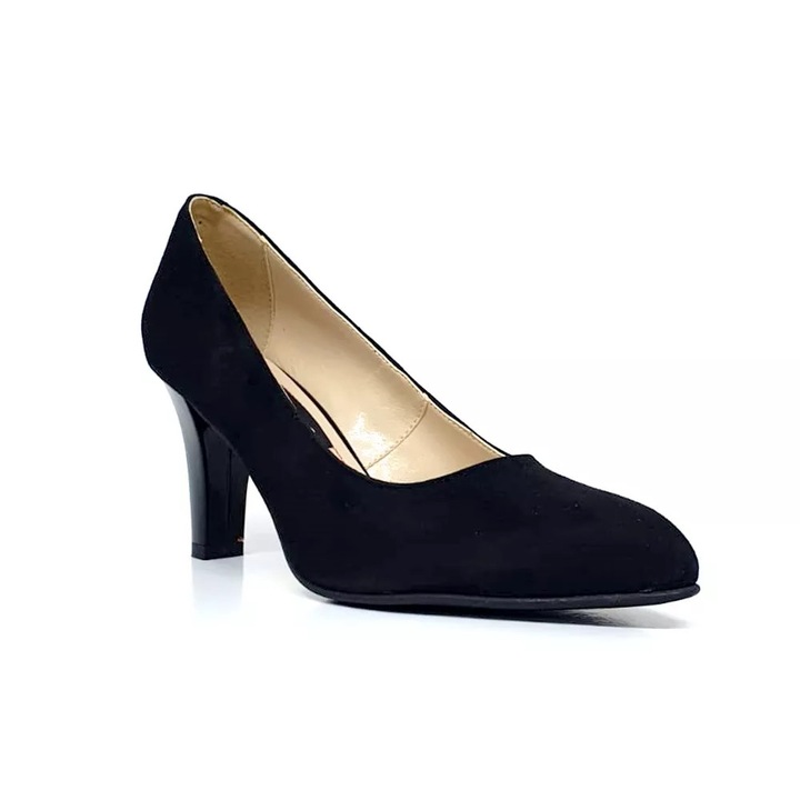 Дамски обувки от естествена кожа - Черен велур - A28 NA, Черен