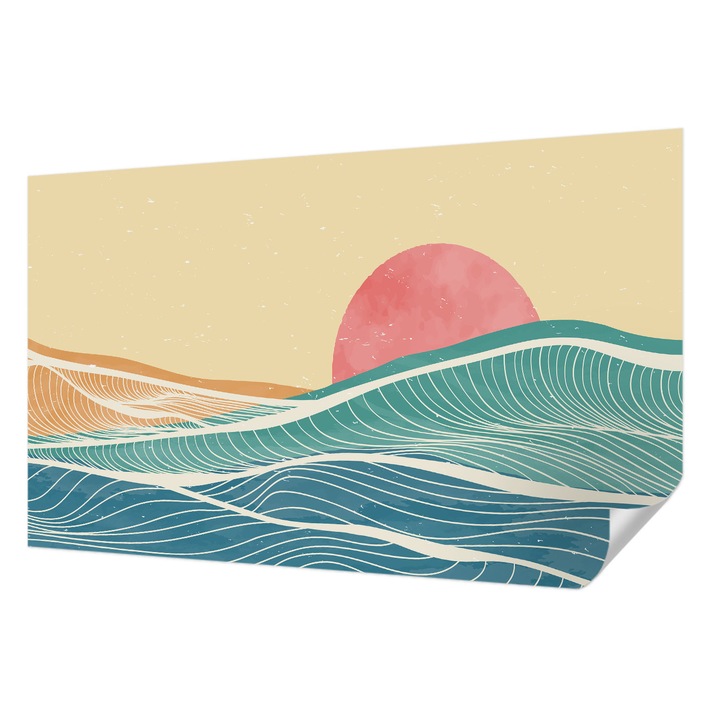 Fali Fotótapéta Autodeziv, Wallfluent, Valurile marii, Bej, 416 x 254 cm, Decorativ, Usor De Instalat, 010170060070000282764