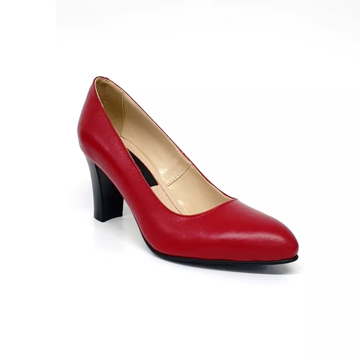 Дамски обувки от естествена кожа - Червен бокс - A28 RB, Червен