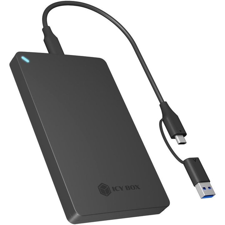 Carcasa HDD/SSD ICY BOX IB-201T-CU31, SATA 2.5", 9.5mm, USB 3.1 Type-C, viteza 6 Gbit/s