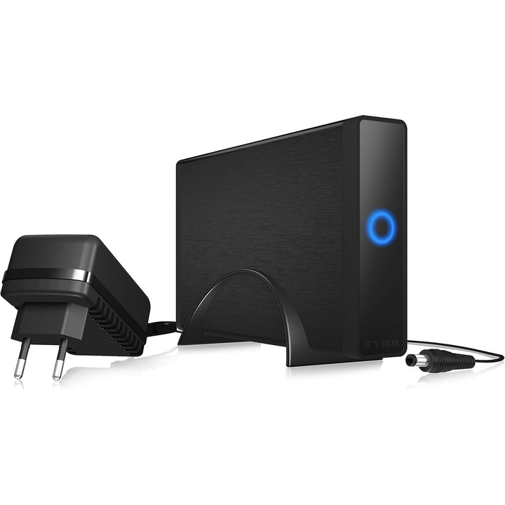 Carcasa externa HDD/SSD 3.5 inch, ICY BOX, USB-C 3.1, aluminiu, negru