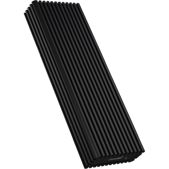 Carcasa M.2 NVMe SSD ICY BOX, USB-C 3.1, Aluminiu Negru, transfer rapid 1000 MB/s, suport formate 2230-2280