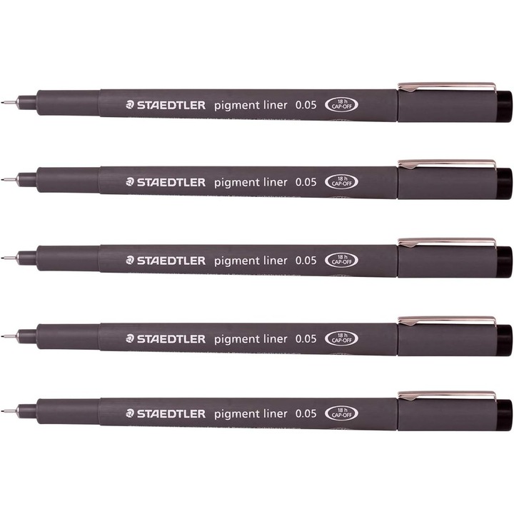 Set 5 Pixuri Staedtler Pigment Liner 0.05mm, fin, ergonomic
