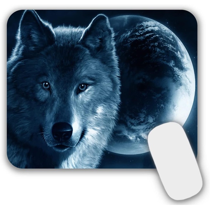 Mousepad Mic 24x20 cm cu Design Lup - Suprafata Neteda