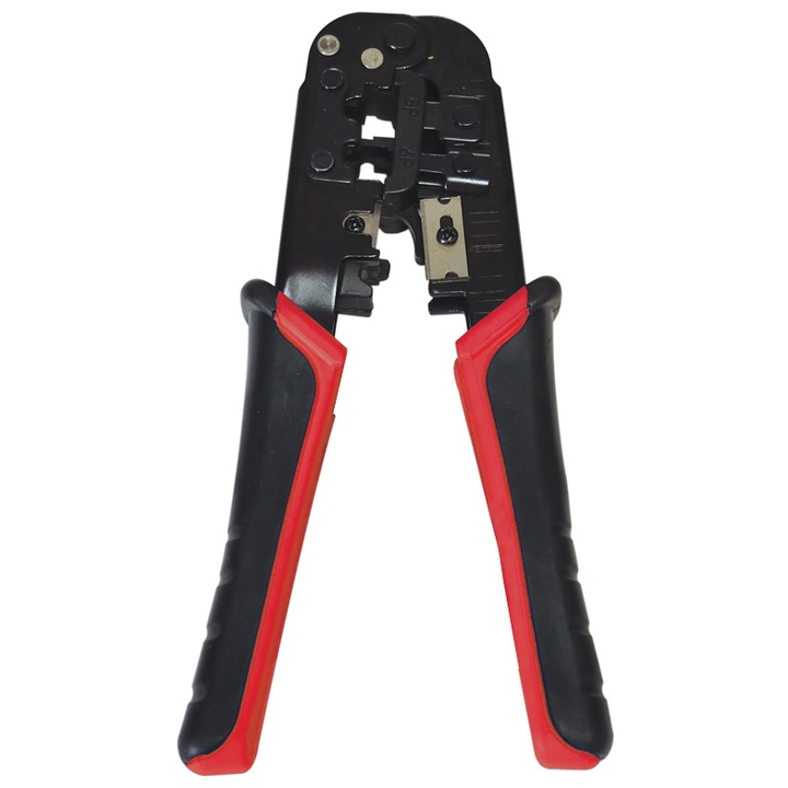 Cleste pentru taiat, dezizolat si sertizat conectori RJ, Tracon Electric, 20x10x3cm