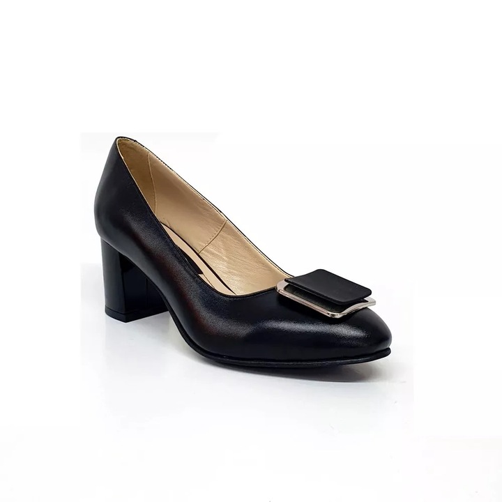 Дамски кожени обувки от естествена кожа - Черна кутия - A23 NB, Черен