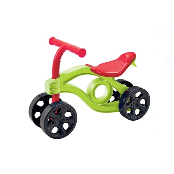 Bicicleta de Echilibru Rosie Verde Lime 4 Roti Plastic pentru Prescolari 1-3 ani