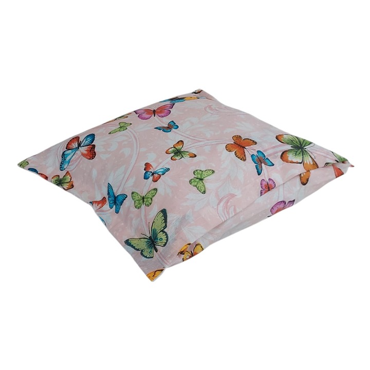 Babapárna szett 30x40x2 cm párnahuzattal, M006 Rózsaszín pillangók, boríték típusú záródás, babakocsiba és bölcsődébe, Albatex Home