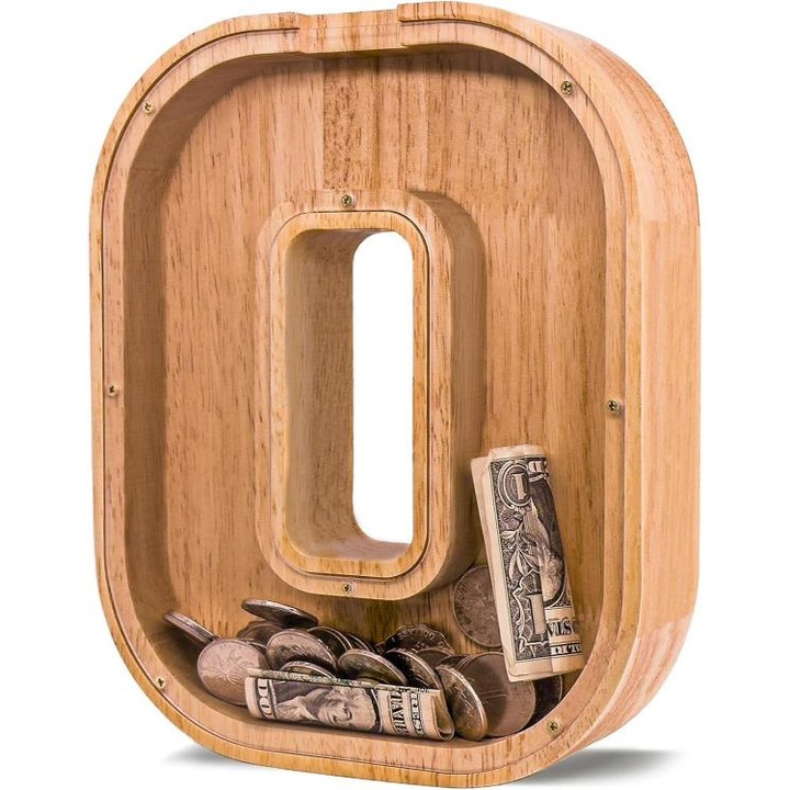 Fából készült persely gyerekeknek, átlátszó doboz, A-Z betűkkel, gyermek ajándékok, O alakú