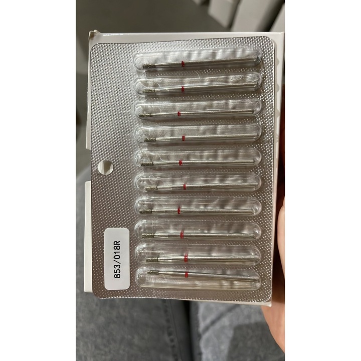 Комплект от 3 броя, диамантен фрезер за кутикули, цилиндър, червен пръстен, Global Fashion