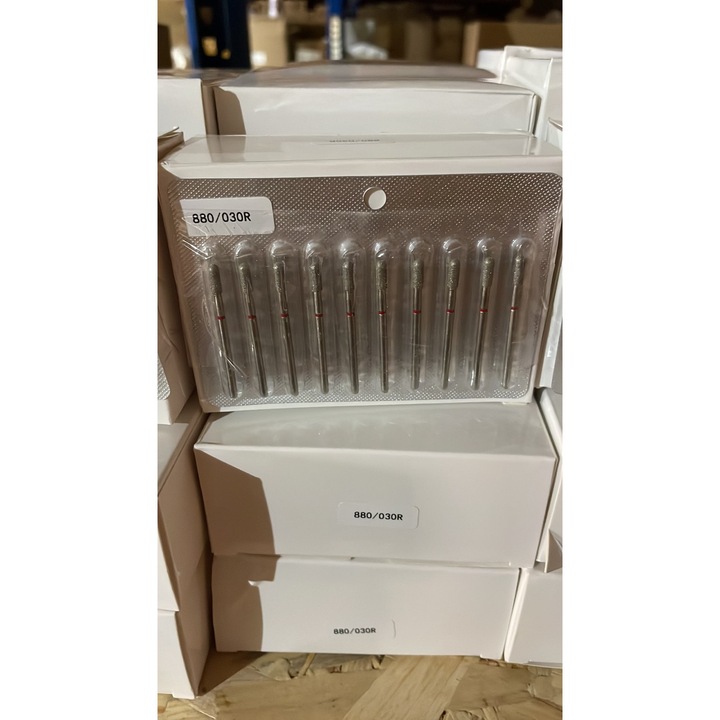 Комплект от 3 диамантени фрези за кожички, Global Fashion, заоблен цилиндър, червен пръстен