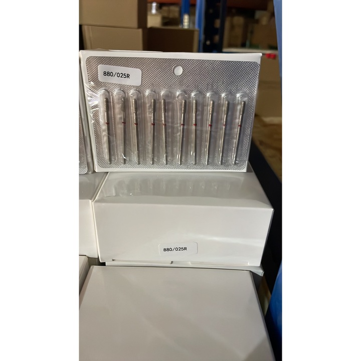 Комплект от 3 диамантени фрезови глави за кожички, Global Fashion, заоблен цилиндър, червен пръстен