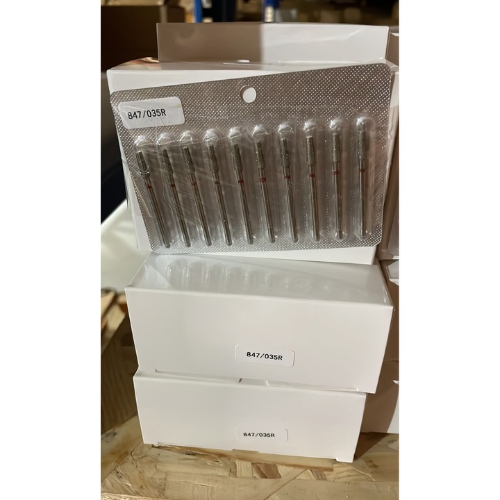 Комплект от 3 диамантени фрези за кожички, Global Fashion, конусовидни, червен пръстен, за нокти