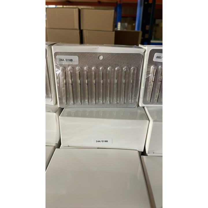 Комплект от 3 броя, Диамантена фреза за кутикули, заоблен пламък, син колан, за ръце