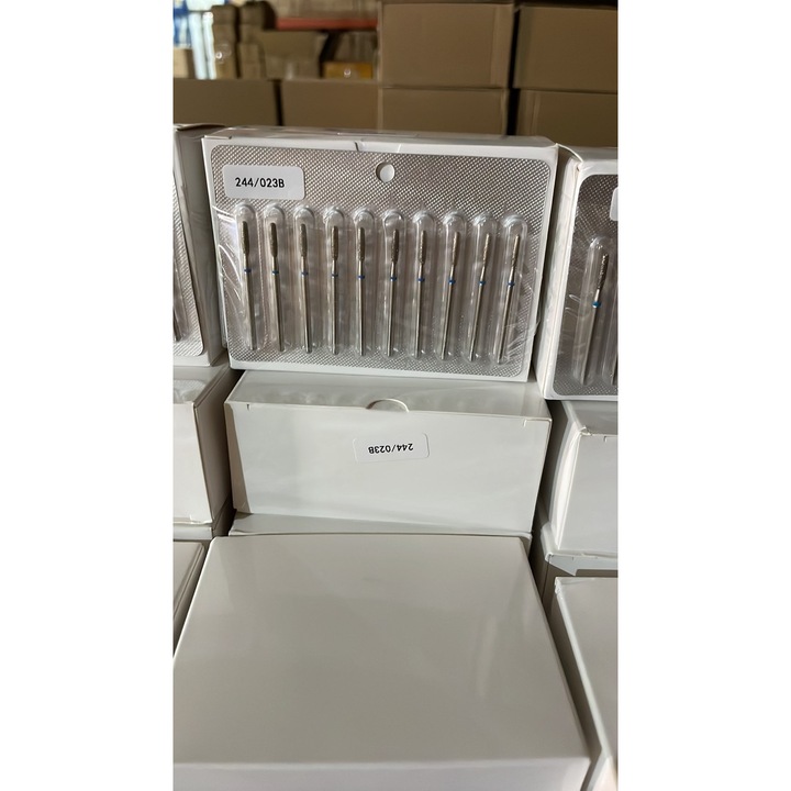 Комплект от 3 броя: Аксесоари за маникюр, Global Fashion, диамантени накрайници за фреза за кожички, заоблен пламък, син колан