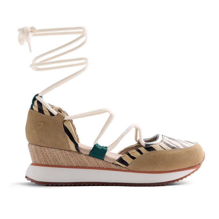 Gioseppo, Pantofi sport wedge cu decupaje Abuya, Negru/Bej