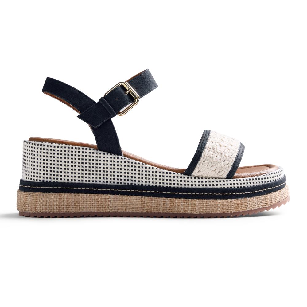 Gioseppo, Sandale wedge, Alb, Negru, 37