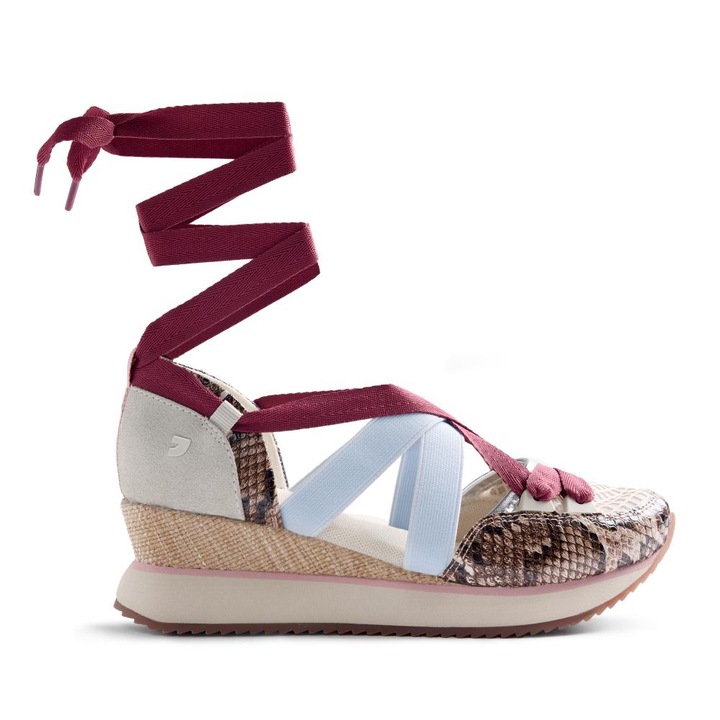 Gioseppo, Pantofi sport Desinic wedge cu animal print, Bej/Albastru deschis