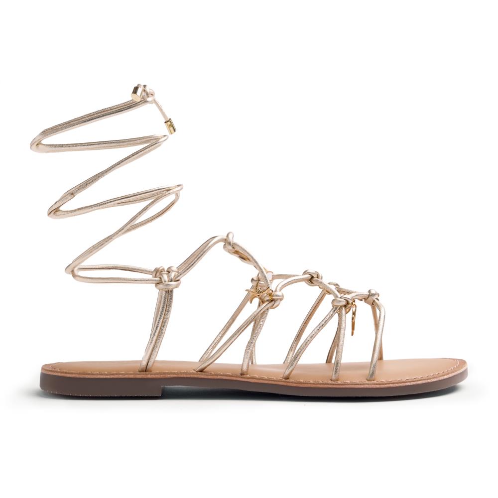 Gioseppo, Sandale din piele cu barete multiple Sedgwick, Auriu platinat, 39