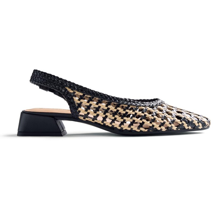 Gioseppo, Pantofi slingback de piele cu aspect impletit Hondslow, Negru