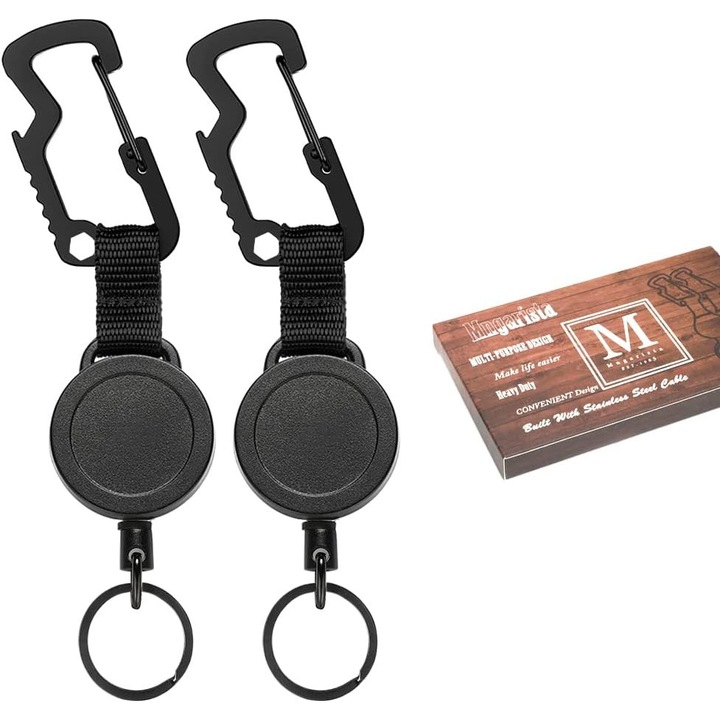 Suport ecuson MNGARISTA, retractabil, plastic rezistent, negru, 1 bucata