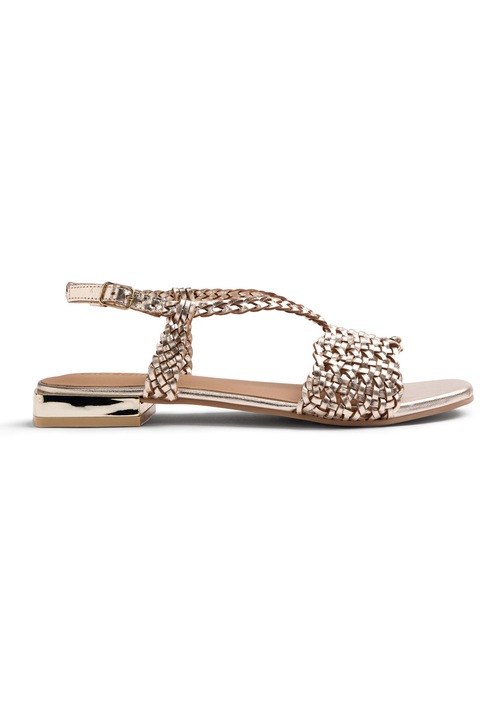 Gioseppo, Sandale slingback din piele cu aspect impletit Kitunda, Auriu platinat