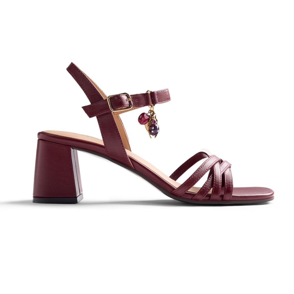 Gioseppo, Sandale din piele cu barete multiple Mazeras, Visiniu, 40