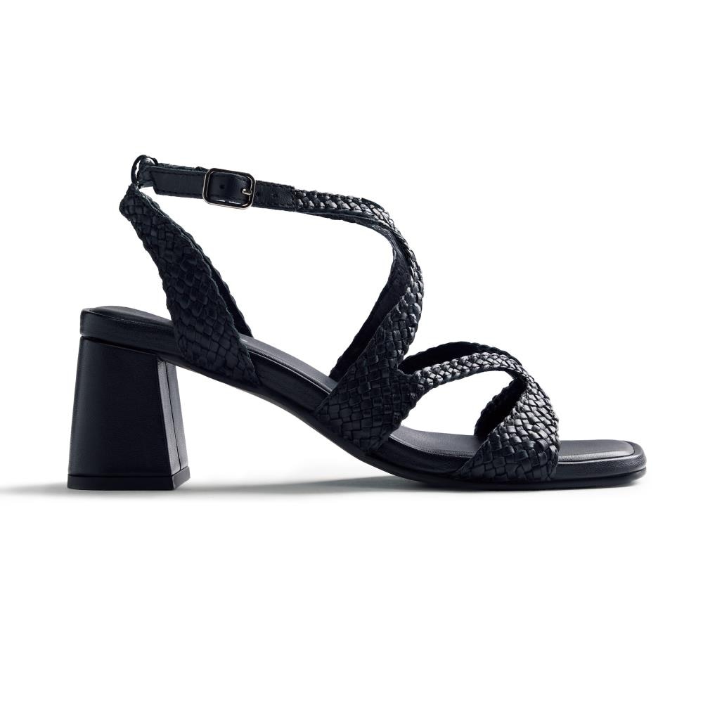 Gioseppo, Sandale din piele cu aspect impletit Mohoro, Negru, 40