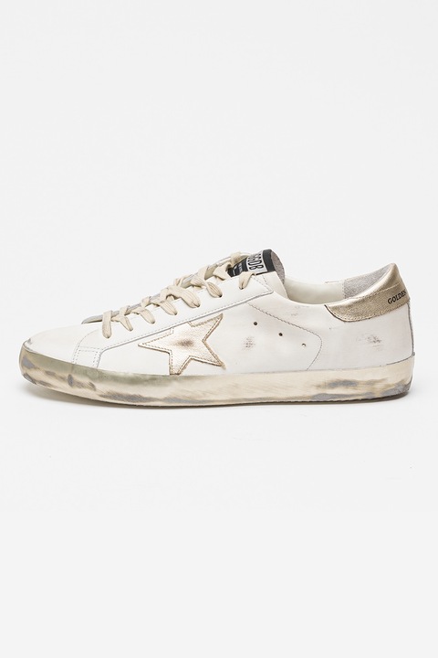GOLDEN GOOSE, Кожени маратонки Super-Star Classic, Златист/Мръснобял, 45