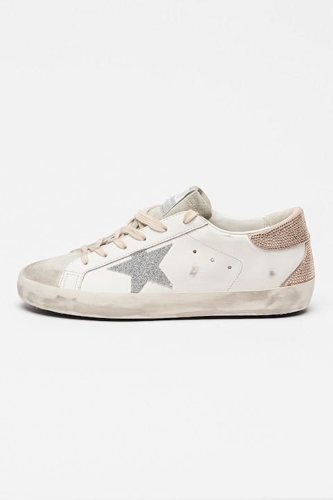 GOLDEN GOOSE, Маратонки Super-Star Classic с лого, Мръснобял/Прашно розово