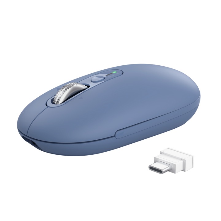 Trust Seron hypscroll vezeték nélküli egér, halk, több vezeték nélküli csatlakozás, 2.4G, 1000–3200 DPI, kék