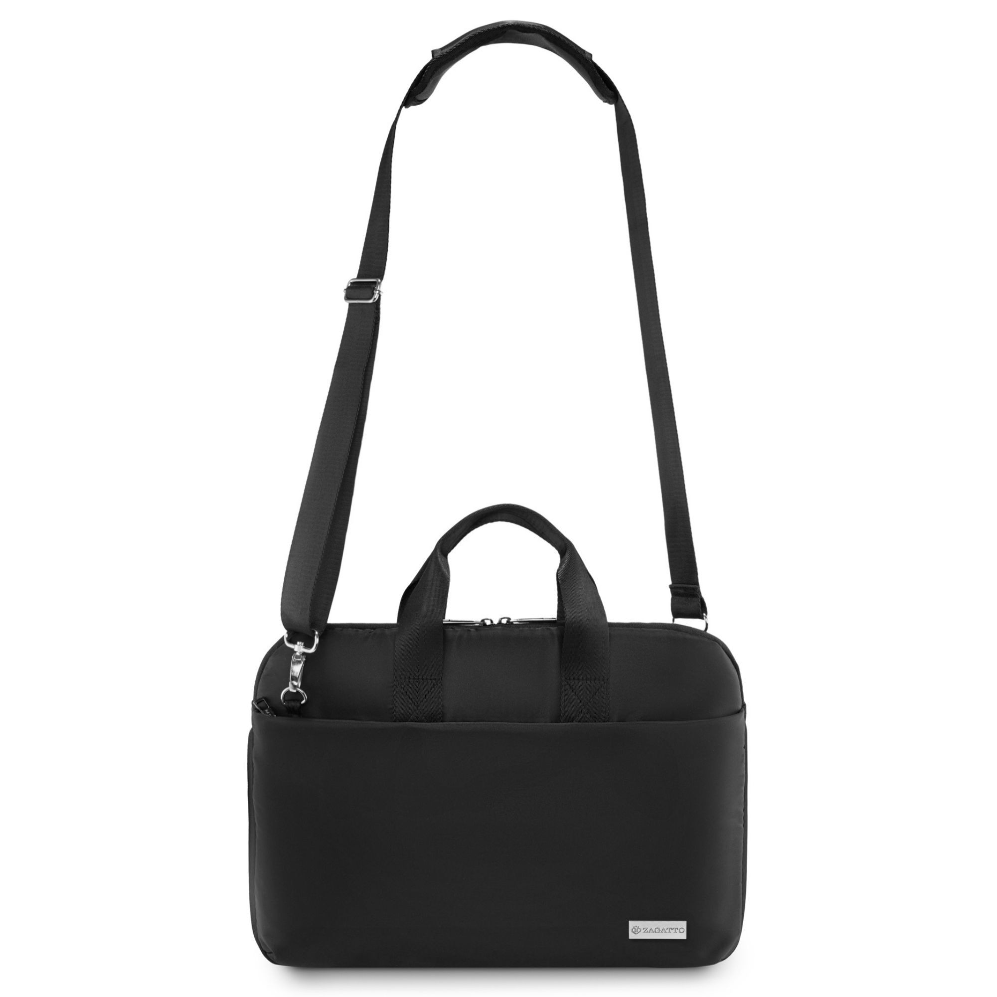 Geanta laptop 15.6 inch, Zagatto® ZG1079, Dimensiuni 40x8x30 cm, Rezistenta la apa, Atasabila la troler, Eleganta, Business, Curea de umar reglabila si detasabila, Buzunar frontal cu fermoar, Pentru notebook, Compatibila Macbook Pro, Air, Neagra