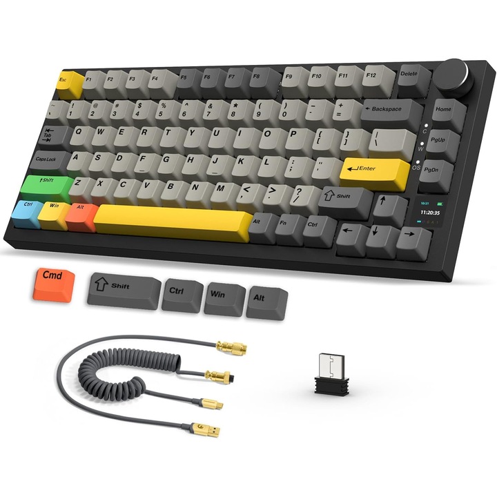 Геймърска механична клавиатура Ajazz AK820PRO 75%, RGB осветление, USB-C/Bluetooth свързаност