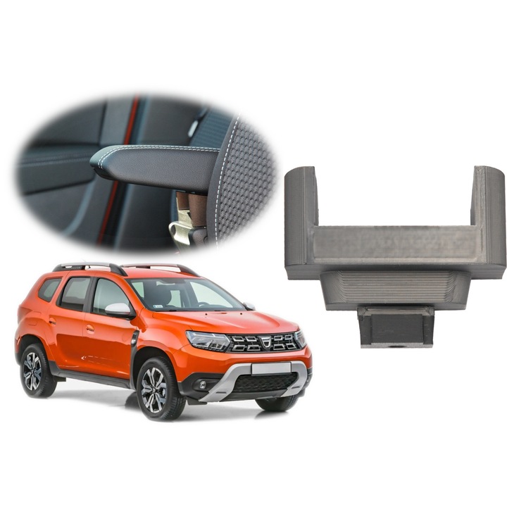 Suport inaltare cotiera, CraVeDRIVE, Compatibil cu Dacia Duster 2 FL 2021+, Negru, Confort sporit condus, Pozitie ergonomica mana, Montaj simplu, Cheie inclusa