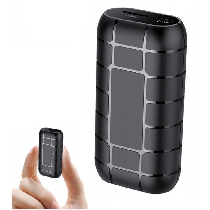 Dictafon mini magnetic, Onshop, autonomie 500 ore, slot MicroSD, negru, set complet