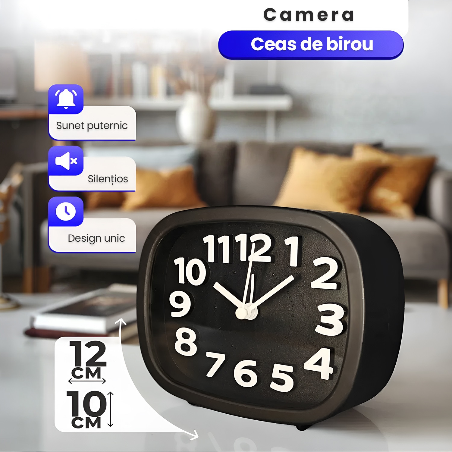 Ceas Desteptator cu Camera Spy Ascunsa, 4K Live Streaming, Monitorizare ...