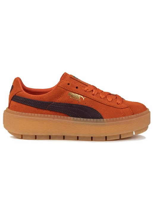 Pantofi sport dama Puma Platform Trace Block, design modern, portocaliu, piele intoarsa