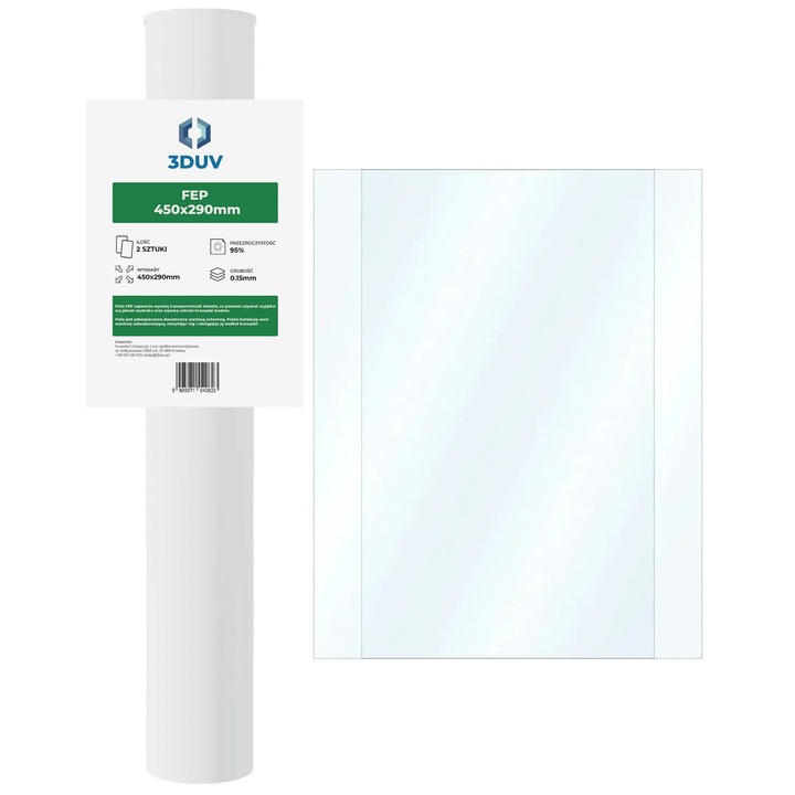 FEP fólia, 3DUV, 450x290 mm, 2 db, 3D nyomtatóhoz