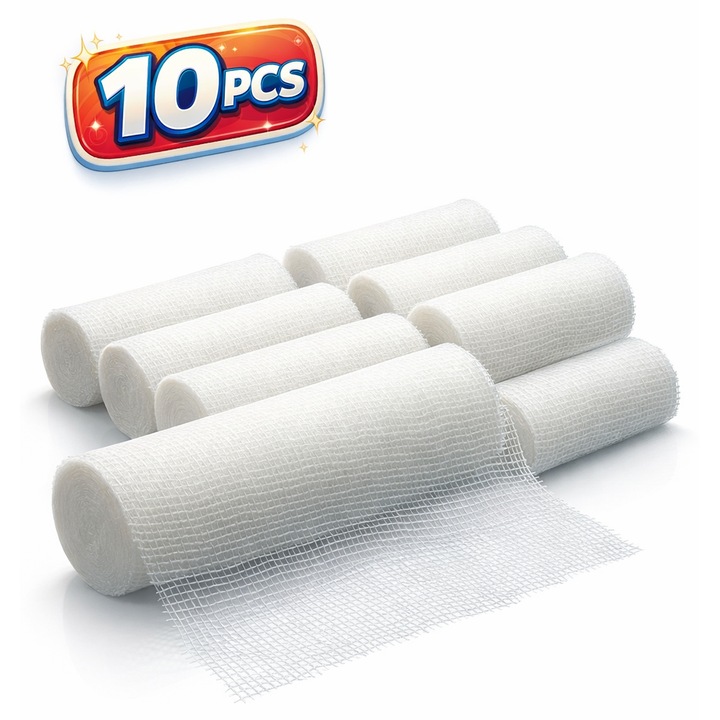 Fasa tifon, 10m x 10cm, 100% bumbac, Set 10 Buc