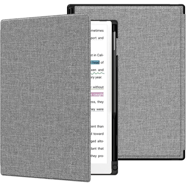 Husa MoKo Book Folio pentru Remarkable Paper Pro 11.8", Magnetic, Suport Pen, Gri