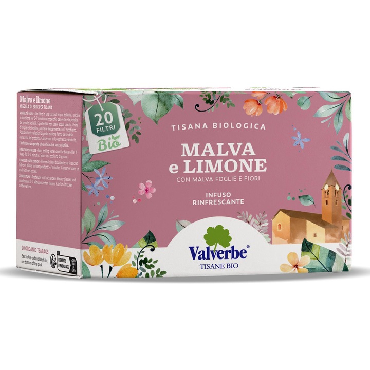 Ceai din nalba si lamaie, bio, Valverbe, 20 plicuri x 1 g