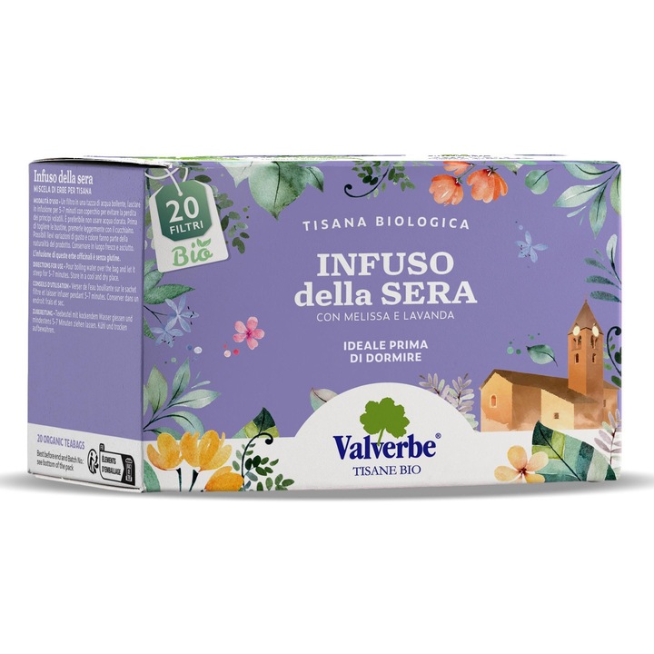 Valverbe könnyű alvás tea citromfűvel, bazsalikommal és levendulával, Bio, 20 filter x 1 g