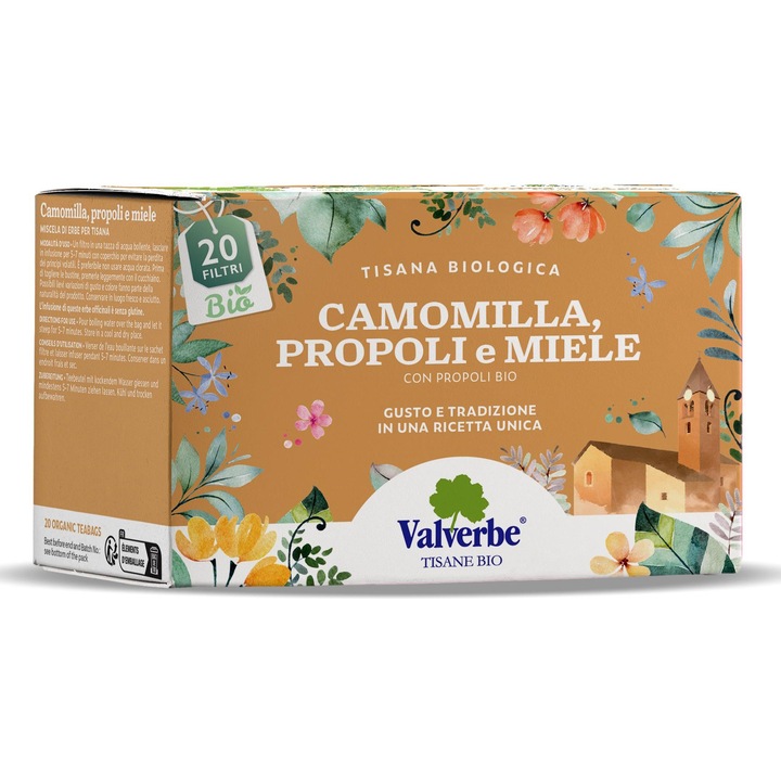 Valverbe kamillatea mézzel és propolisszal, Bio, 20 filter x 1 g