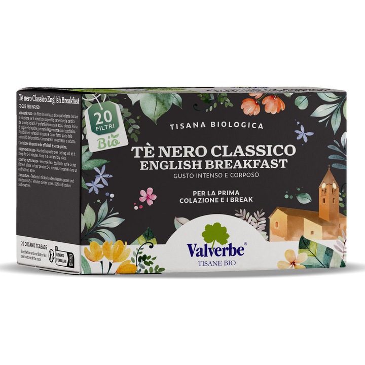 Valverbe klasszikus fekete tea, Bio, 20 filter x 1.5 g