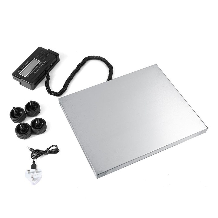 Cantar comercial digital SOULONG, capacitate 300kg, platforma inox, display LCD, dimensiuni 30x38x4cm